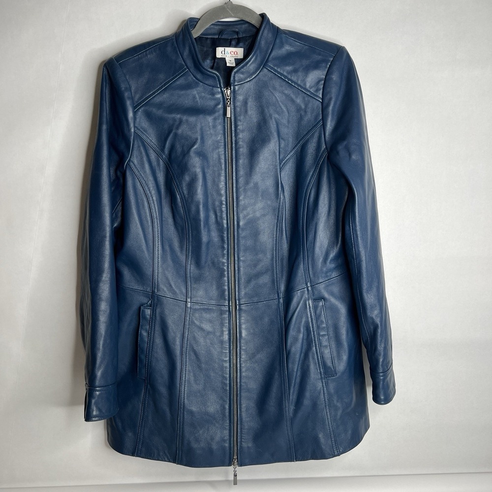 D & Co Leather Jacket‎ Women's Size Small Evergreen Leather Zip Up Lined Coat